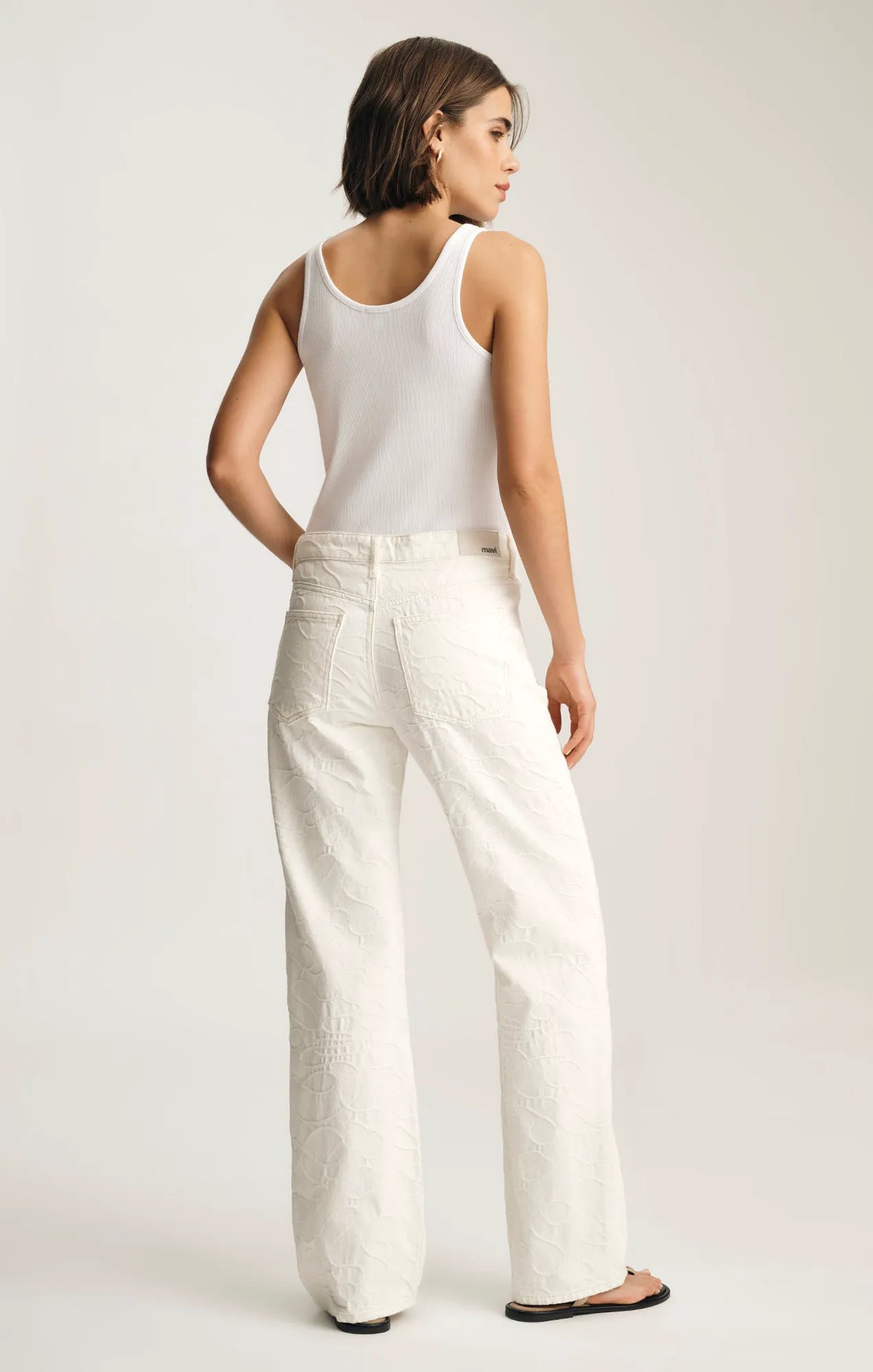 BEIGE EMBROIDERED DENIM