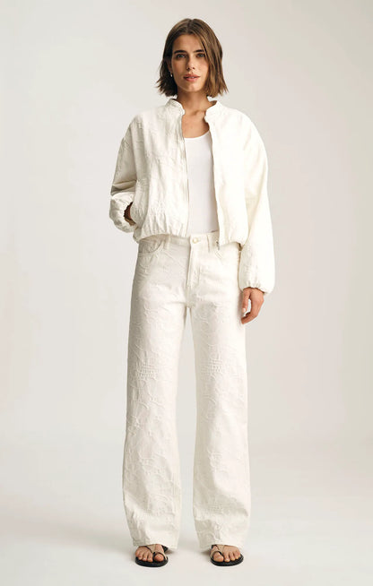 BEIGE EMBROIDERED DENIM