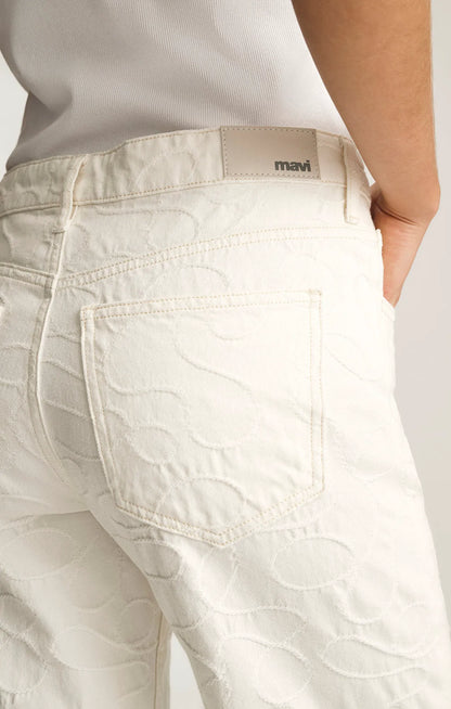 BEIGE EMBROIDERED DENIM