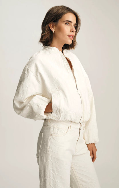 BEIGE EMBROIDERED DENIM