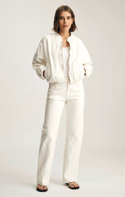 BEIGE EMBROIDERED DENIM