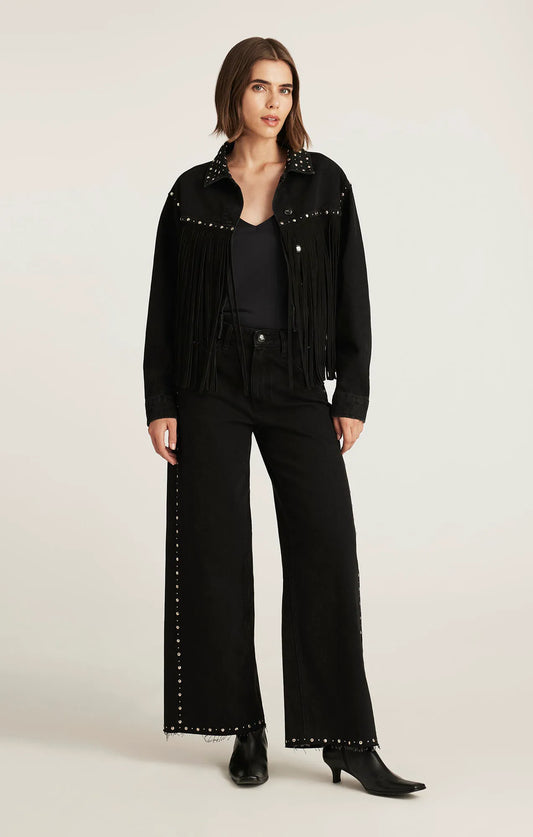 STUDDED SMOKE DENIM