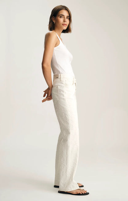 BEIGE EMBROIDERED DENIM